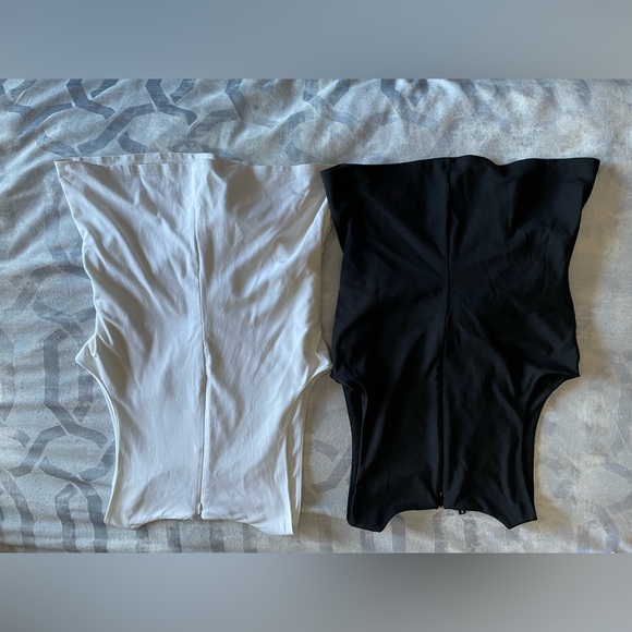 TWO FOR ONE! Dynamite Sleeveless Faux Corset Top Black and White (Size Large) - Picture 4 of 5